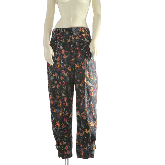 Farm Rio Amorina Anthropologie Pants Size L Whimsical Multicolor Denim Boho - Picture 5 of 16
